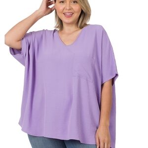 Zenana Outfitters Lilac V-Neck Tunic
